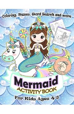 Mermaid Activity Book for Kids Ages 4-8: A Fun Kid Workbook Game For Learning, Coloring, Mazes, Word Search and More ! Mermaid Activity Book - Rabbit Moon