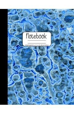 Notebook Wide Ruled 8.5 x 11 in / 21.59 x 27.94 cm: Composition Book, Watercolor Design in Shades of Blues Cover W855 - Printed Kat