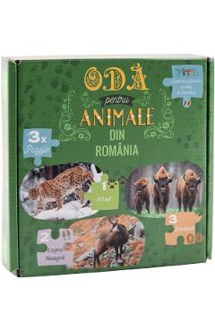 Puzzle 150 de piese. Oda pentru Animale: Rasul, Capra Neagra, Zimbrul