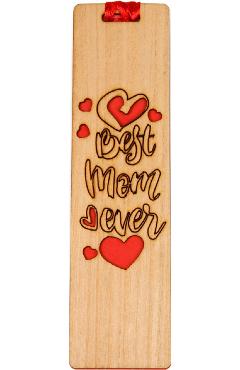 Semn de carte din lemn: Best mom ever