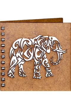 Agenda din lemn: elefant