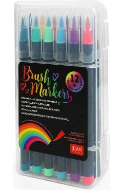 Set 12 carioci tip pensula: brush markers