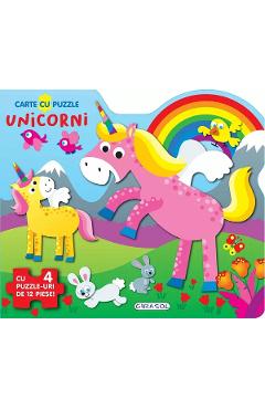 Carte cu puzzle. unicorni