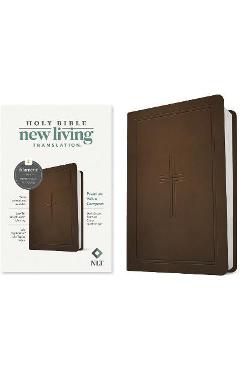 NLT Premium Value Compact Bible, Filament-Enabled Edition (Leatherlike, Dark Brown Framed Cross) - Tyndale