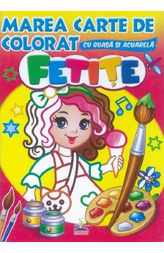 Marea carte de colorat cu guasa si acuarela. Fetite - PEGAS