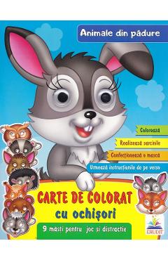 Carte de colorat cu ochisori. Animale din padure - PEGAS