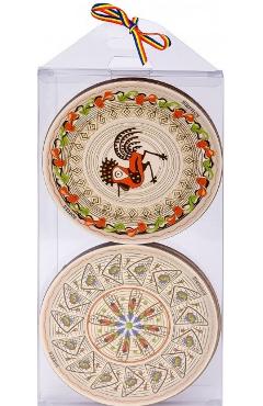 Set suporturi pahare: Model ceramica Horezu