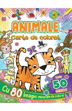 Animale. Carte de colorat cu peste 50 abtibilduri - FLAMINGO