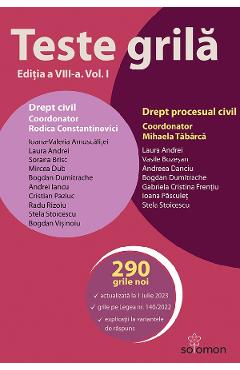 Teste grila vol.1: drept civil. drept procesual civil ed.8 - rodica constantinovici, mihaela tabarca