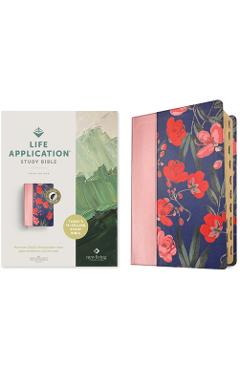 NLT Life Application Study Bible, Third Edition (Leatherlike, Pink Evening Bloom, Indexed, Red Letter) - Tyndale