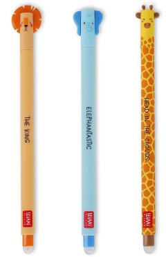 Set 3 pixuri cu radiera: Leu, elefant, girafa