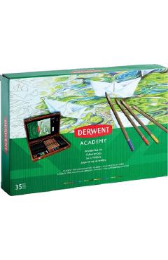 Set desen in cutie de lemn