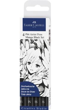 Set 4 Pitt Artist Pens Manga Black