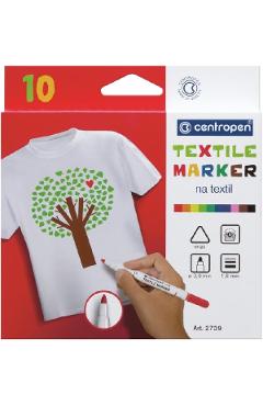Set markere pentru textile 10 culori