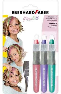 Set 3 crete pastel pentru colorare par + Pieptan