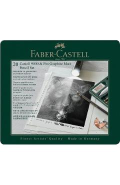 Set 20 creioane Grafit Mat + Guma de sters + Ascutitoare