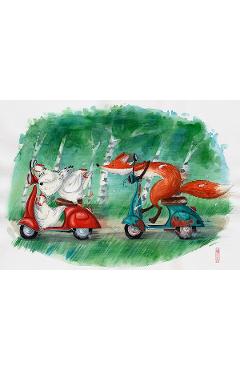 Carte postala: Intrecere pe Vespa