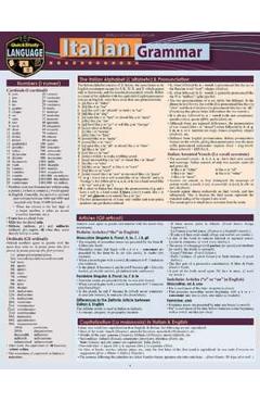 Italian Grammar: A Quickstudy Laminated Language Reference Guide - Sally-Ann del Vino