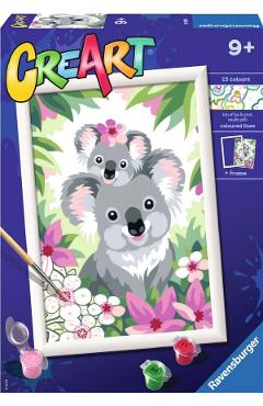 Pictura pe numere. Koala cu pui