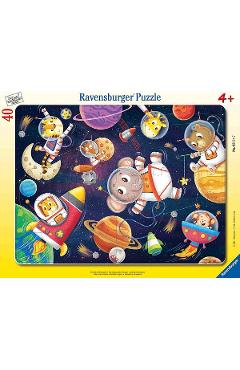 Puzzle tip rama. Animalute in spatiu