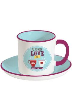 Cana cu farfurie. Retro Break Tea Light Blue