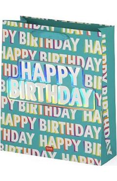 Punga pentru cadouri: Happy Birthday. Mare