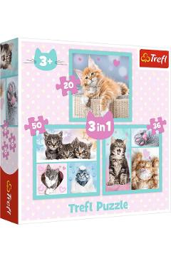 Puzzle 3 in 1. Pisicute dragalase