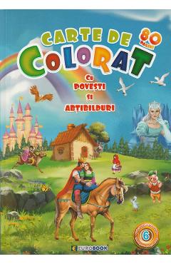 Carte de colorat cu povesti si abtibilduri. Jumbo Vol.6