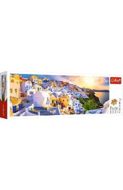 Puzzle 1000 Panorama. Apus in Santorini
