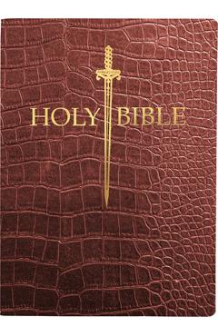 KJV Sword Bible, Large Print, Walnut Alligator Bonded Leather, Thumb Index: (Red Letter, Burgundy, 1611 Version) - Whitaker House