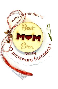 Martisor insigna din lemn: Best mom ever