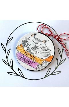 Brosa martisor mare: Pisica pe carti Micul Print