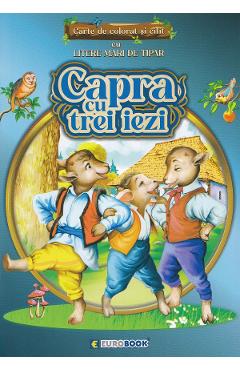 Capra cu trei iezi. Carte de colorat si citit cu litere mari de tipar - EUROBOOK