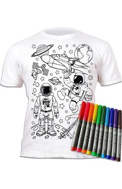 Tricou de colorat cu markere lavabil. Cosmos. 5-6 ani