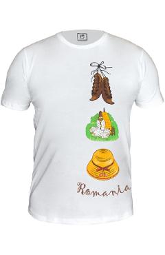 Tricou Romania: Elemente traditionale. Marimea L