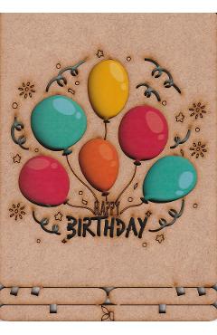 Carte postala din lemn: Happy Birthday
