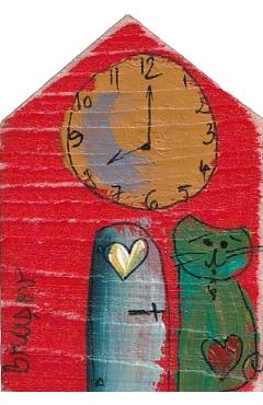 Magnet de frigider: Casa din lemn. Rosu