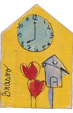 Magnet de frigider: Casa din lemn. Galben