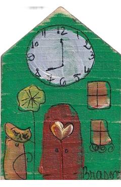 Magnet de frigider: Casa din lemn. Verde