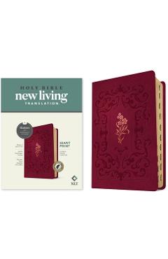 NLT Giant Print Bible, Filament-Enabled Edition (Leatherlike, Cranberry Flourish, Indexed, Red Letter) - Tyndale