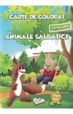 Carte de colorat cu abtibilduri - Animale salbatice - ARS LIBRI