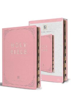 KJV Holy Bible, Giant Print Thinline Large Format, Pink Premium Imitation Leathe R with Ribbon Marker, Red Letter, and Thumb Index - Origin