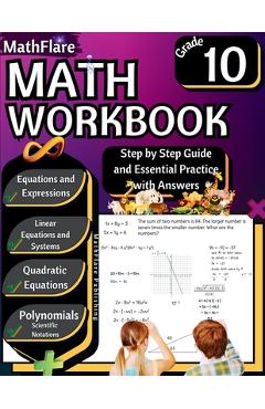 MathFlare - Math Workbook 10th Grade: Math Workbook Grade 10: Equations and Expressions, Linear Equations, System of Equations, Quadratic Equations, P - Mathflare Publishing