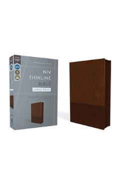 Niv, Thinline Bible, Large Print, Leathersoft, Brown, Zippered, Red Letter, Comfort Print - Zondervan