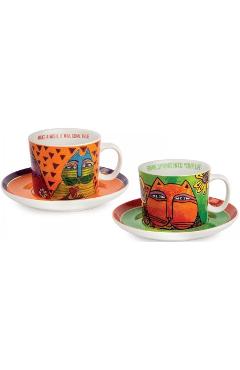 Set 2 cani cu farfurie: Green and Orange