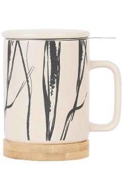 Cana ceramica cu infuzor: Crem - Negru