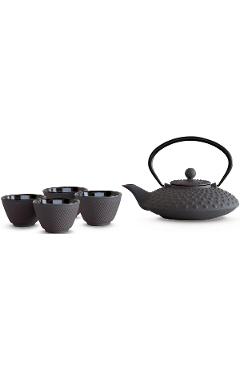 Set ceainic cu 4 cesti de fonta