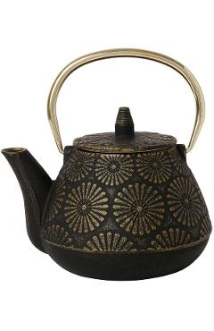 Ceainic fonta: Lotus. Black Golden Handle
