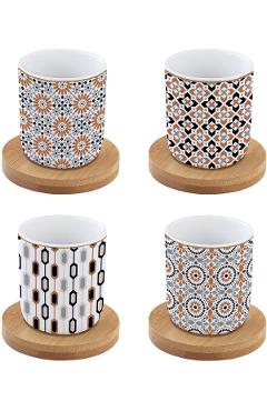 Set 4 cesti cu farfurioara. Geoethnic