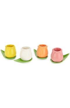 Set 4 cesti cu farfurie. Tulip